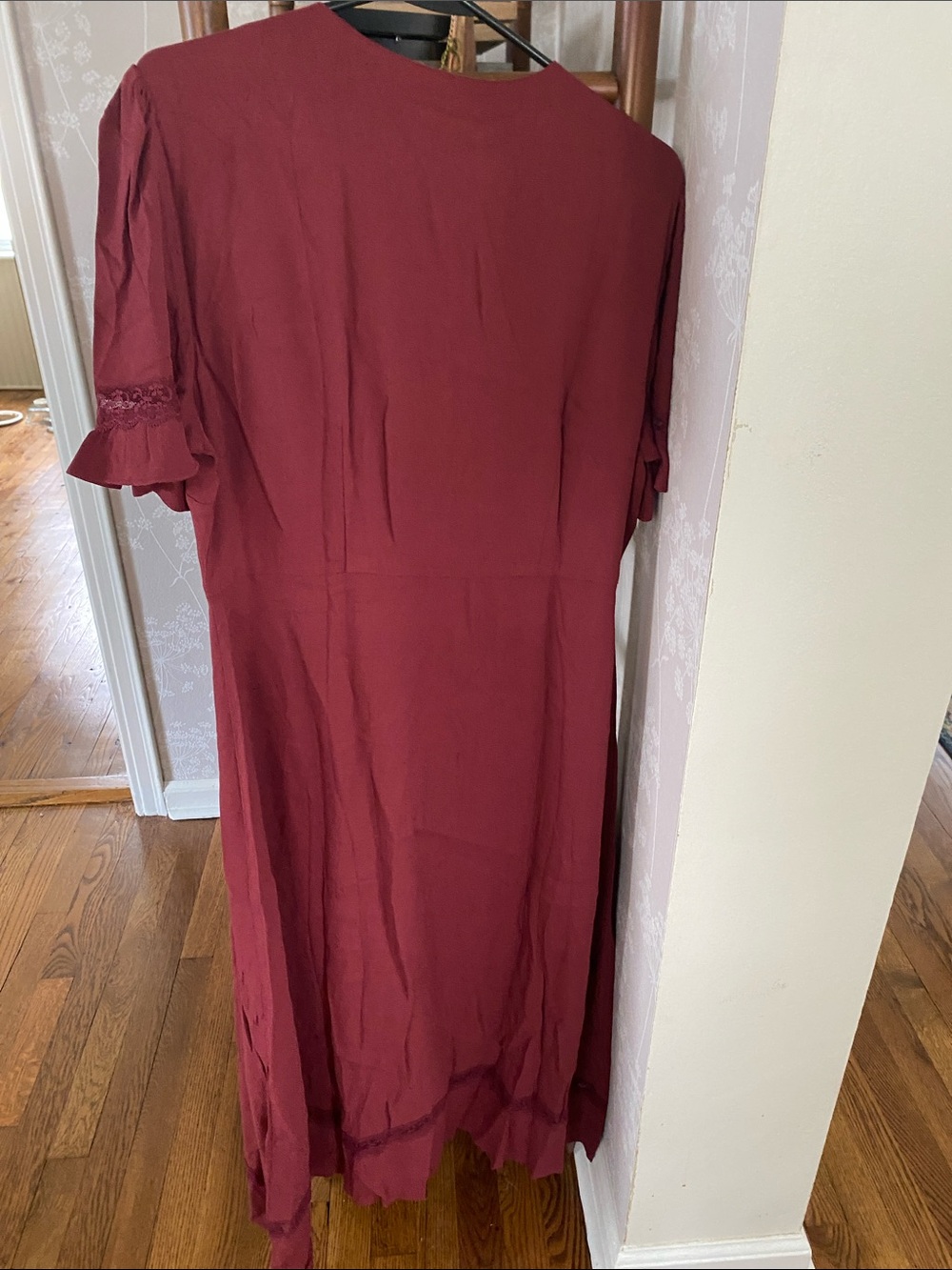 Quince Women's Button-Front Midi Dress in Deep Burgundy - Picture 7 of 9
